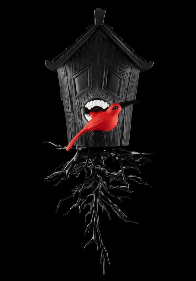 Art Toy Domestic Hunger de Kidrobot Black Reloj de Cuco