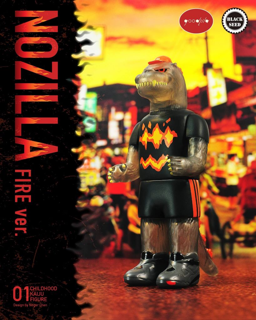 Nozilla Fire Version Sofubi Art Toy Kenneth Tang